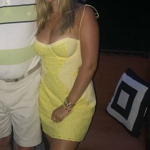 For Love & Lemons Yellow mini dress